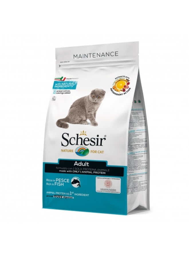 Schesir Adult Cat Dry Food Maintenance Fish 400g | Single Protein Digestive Formula for Healthy Skin, Shiny Coat & Daily Nutrition